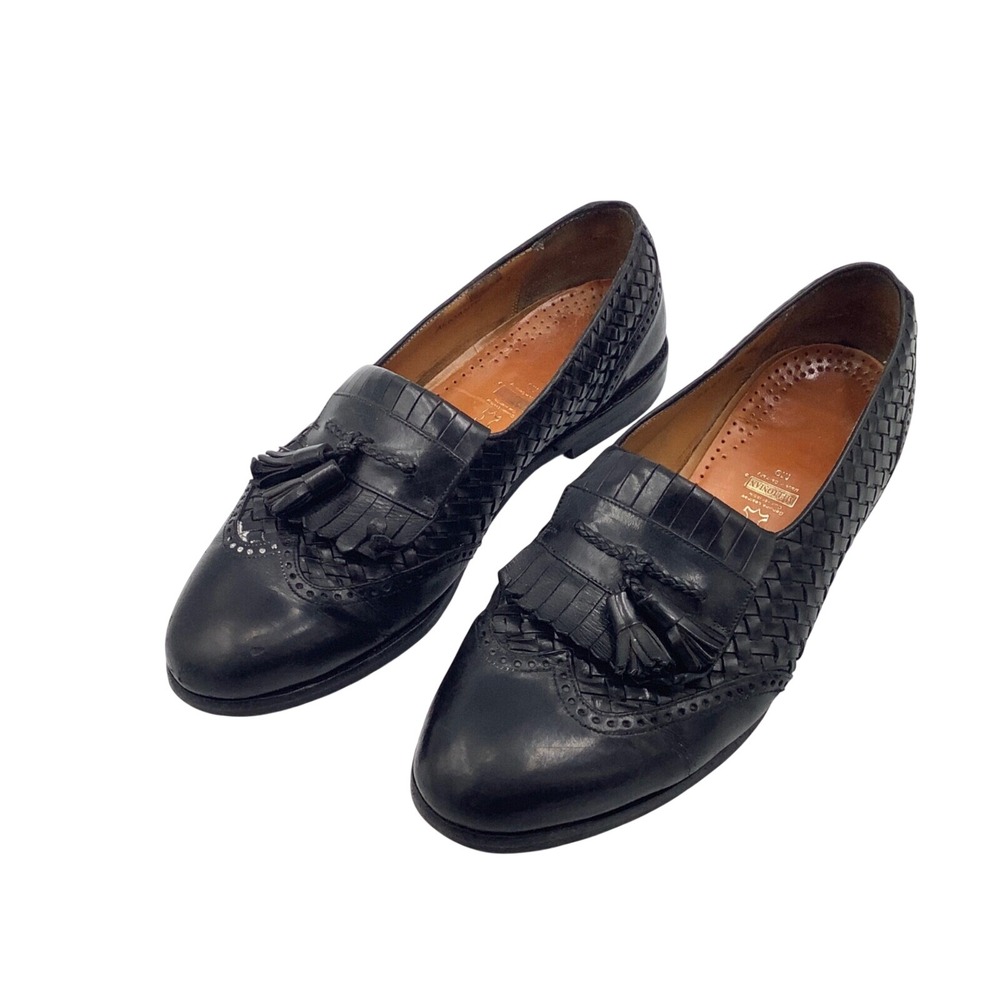 Meltonian Black Leather Tassle Loafer Shoes Men's Size 9 M Made In Germany‎